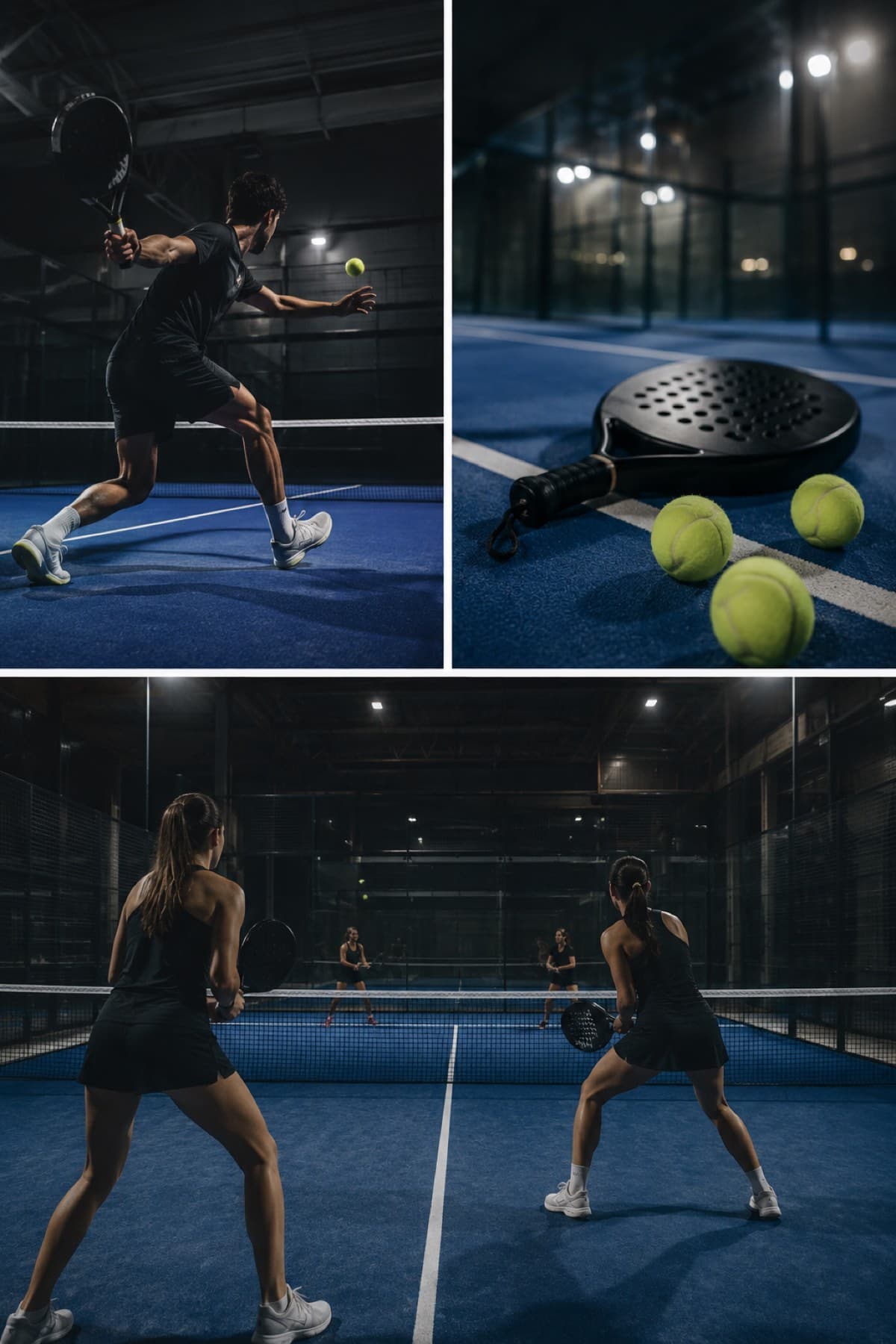 Padel players in action on a premium indoor court