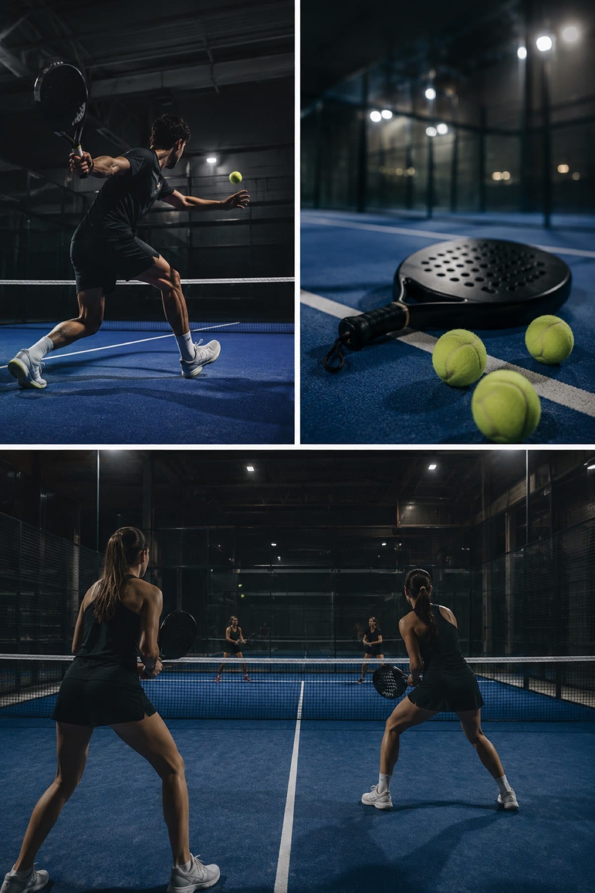 Padel players in action on a premium indoor court